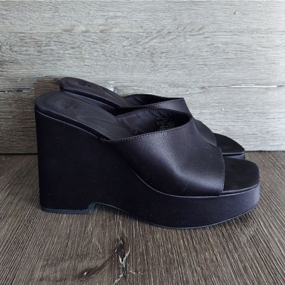 Zara Black Chunky Wedge Sandals Size 40 - US 9